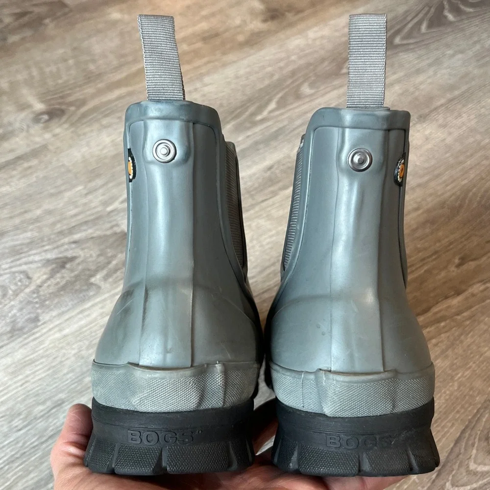 Bogs Amelia Chelsea Waterproof Rain Boots Grey Ankle Rubber Womens 10